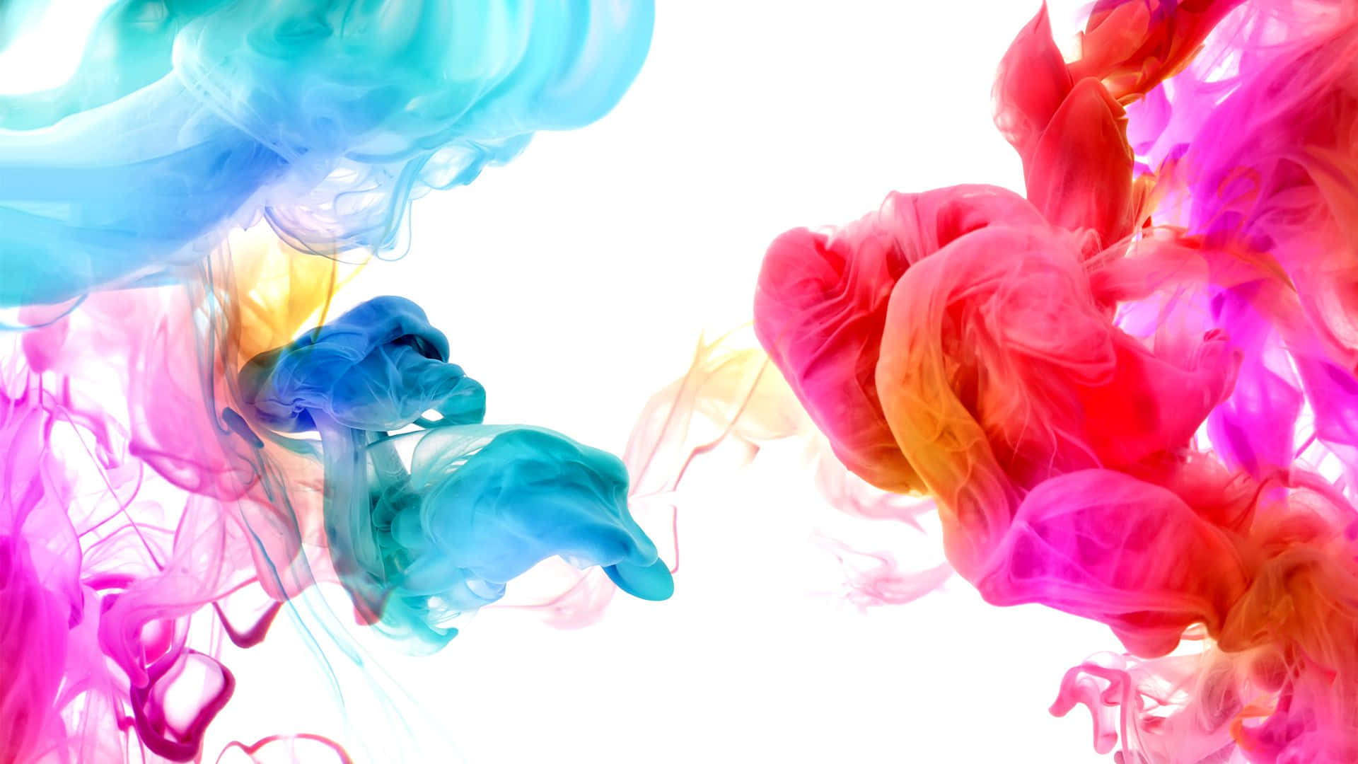 Colorful Ink Is Poured Into A White Background