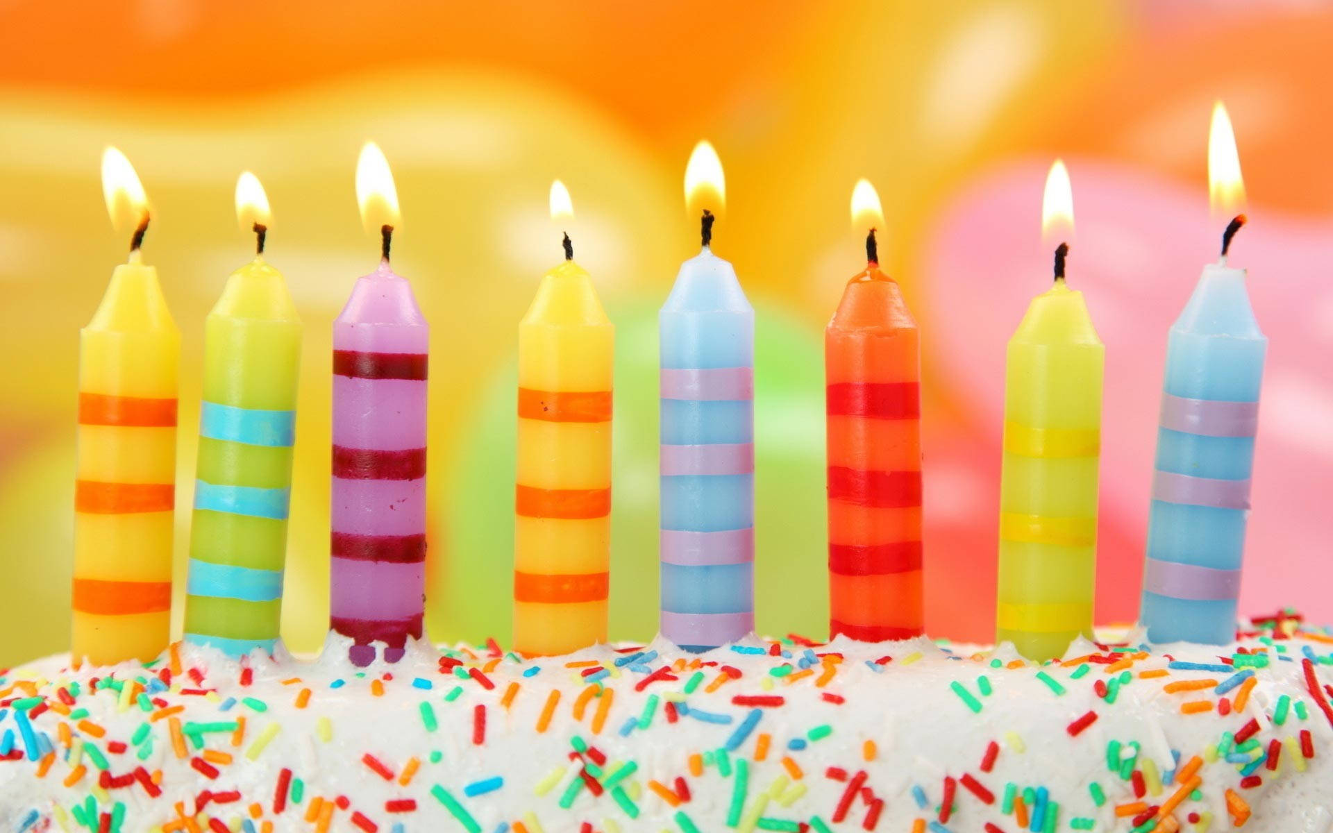 Colorful Stripes Birthday Cake Candles Wallpaper