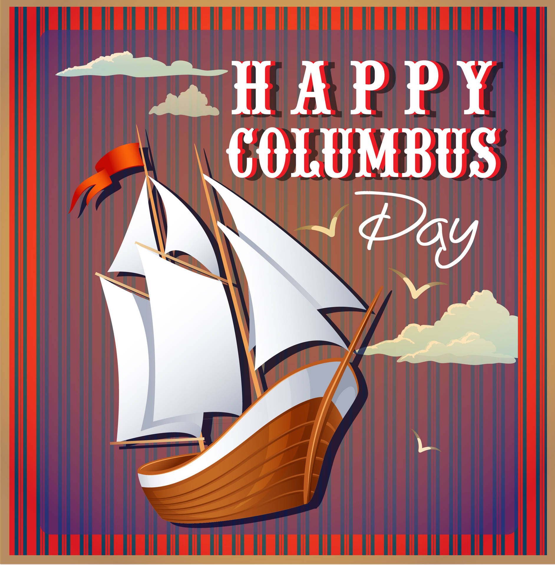 Columbus Day Sailboat Art Wallpaper