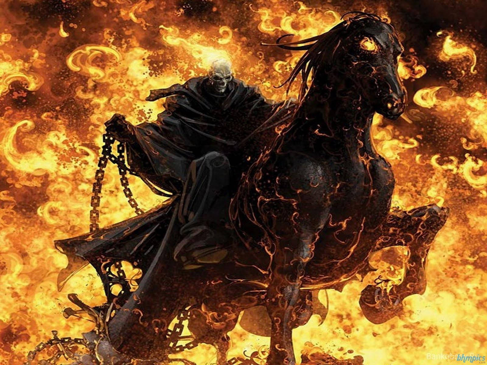 Cool 3D Ghost Rider In Horse Wallpaper