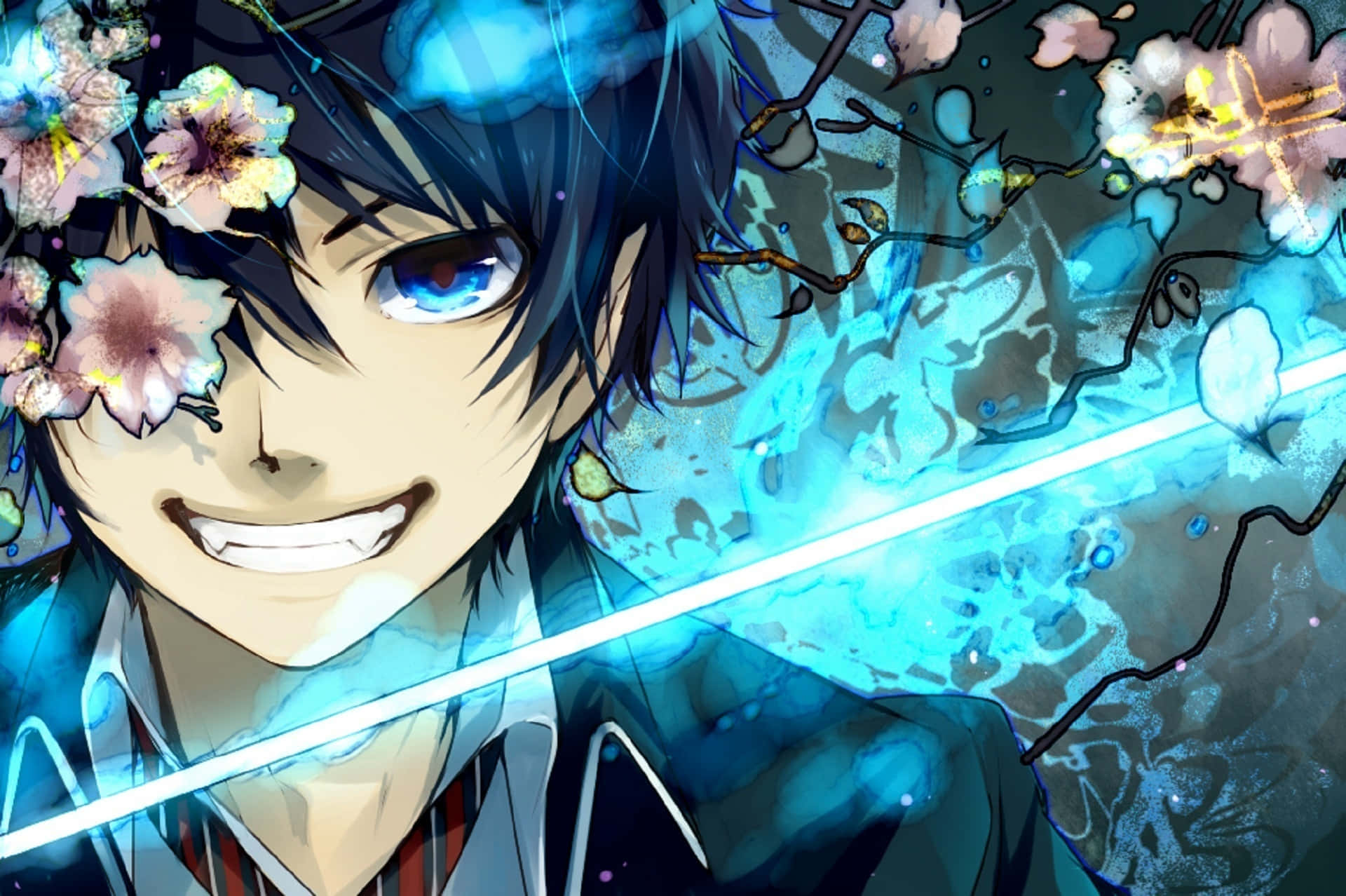 Cool Anime Boy Blue Eyes And Sword Wallpaper