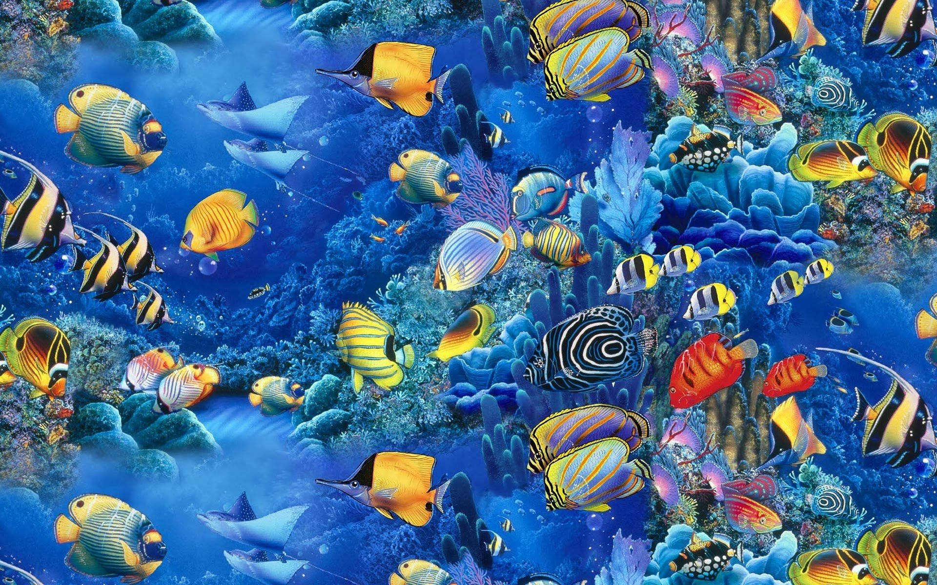Cool Fishes In Blue Coral Reef Wallpaper