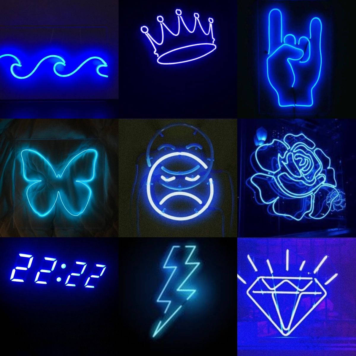 Cool Neon Blue Shapes And Designs Wallpaper