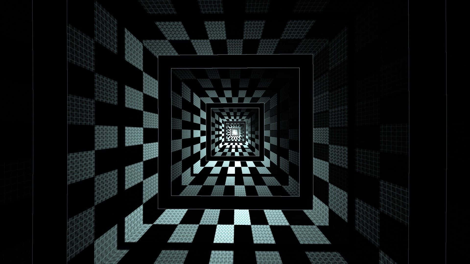 Checkered Tunnel Cool Optical Illusions Wallpaper