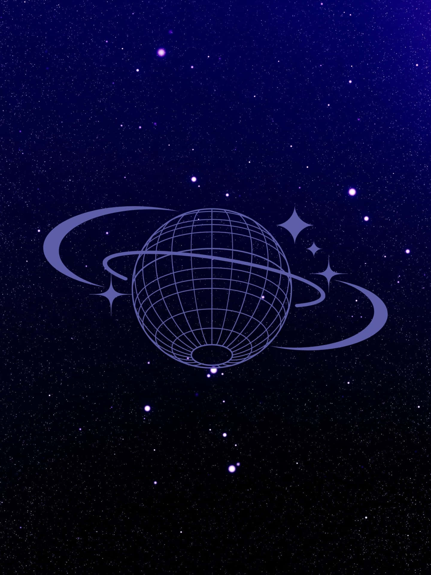 A Blue Background With A Planet In The Middle Wallpaper