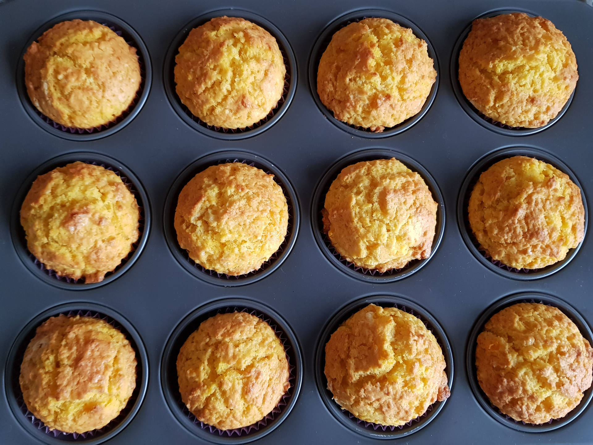 Crunchy Muffins On Baking Pan Wallpaper