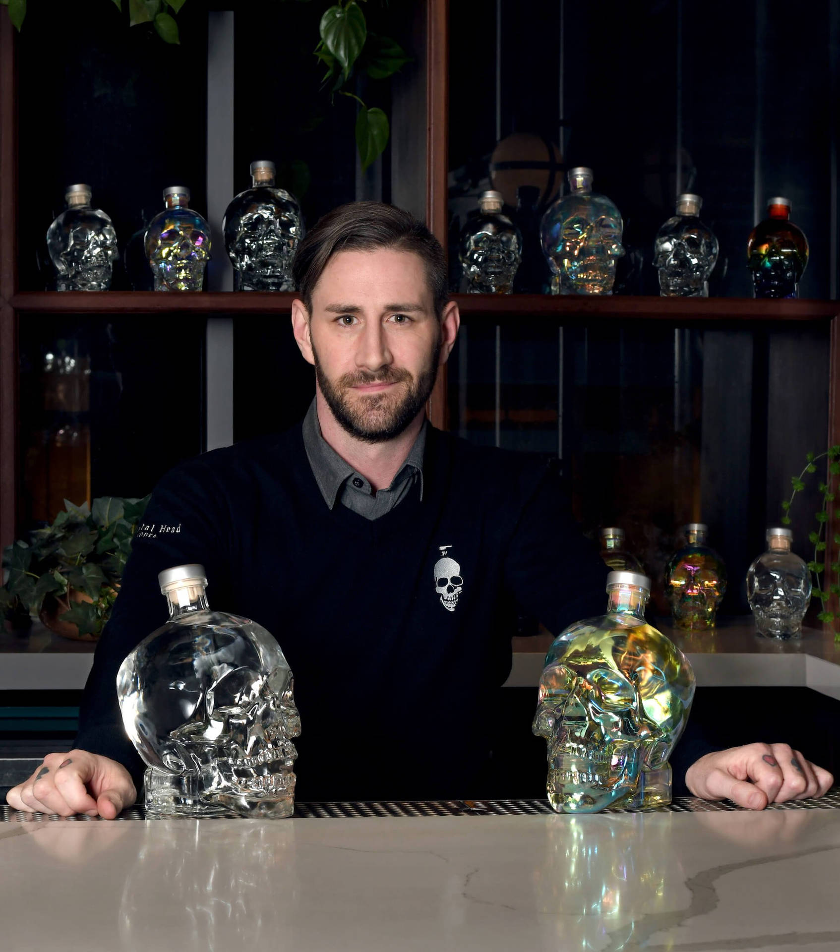 Exquisite Crystal Head Vodka Showcased by Professional Bartender Wallpaper