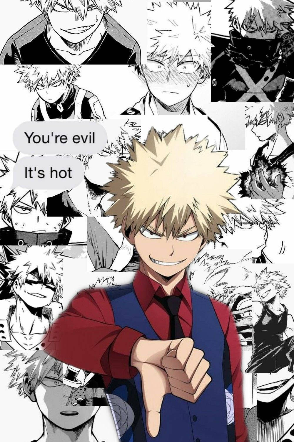 Cute Bakugou melting hearts with his adorably playful expression Wallpaper