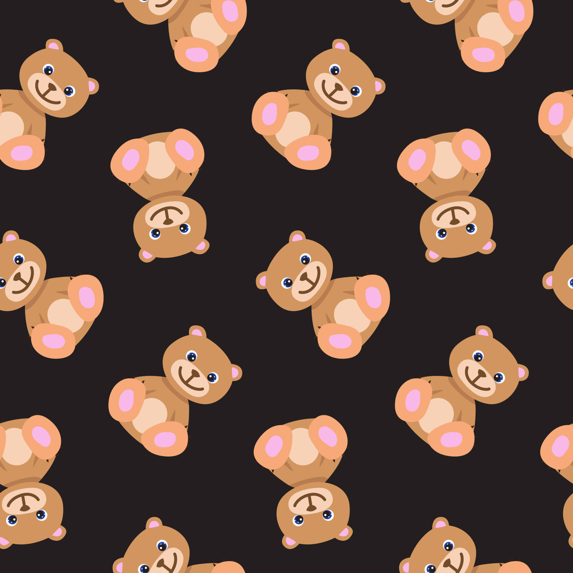Cute Brown Bear Cartoon Collage Wallpaper