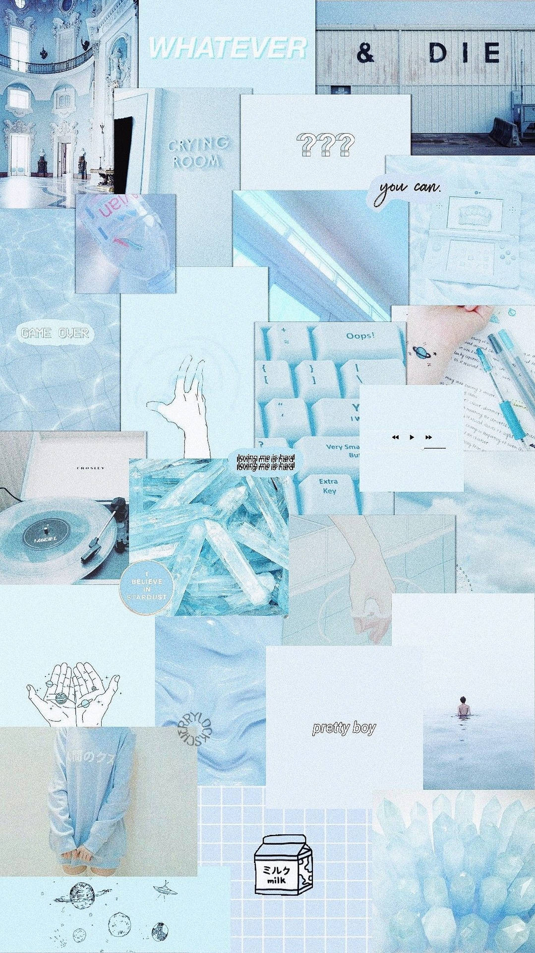 Cute Collage Light Blue Aesthetic iPhone Wallpaper