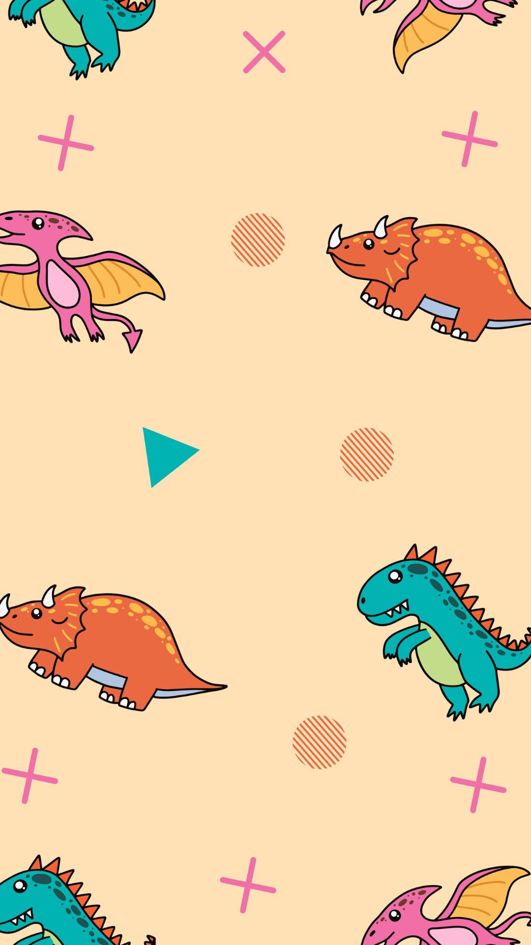 Cute Dinosaur iPhone Colorful Art Wallpaper