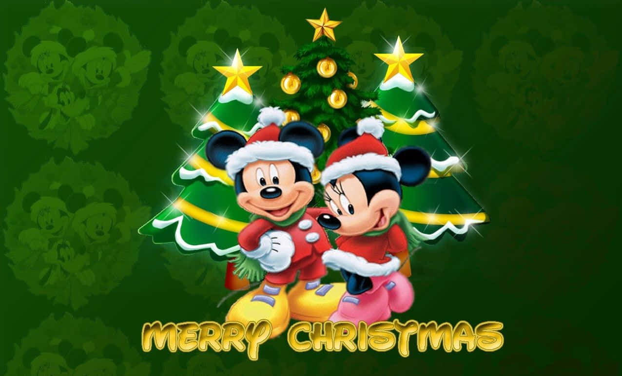 Cute Disney Christmas Cartoon Greeting Wallpaper