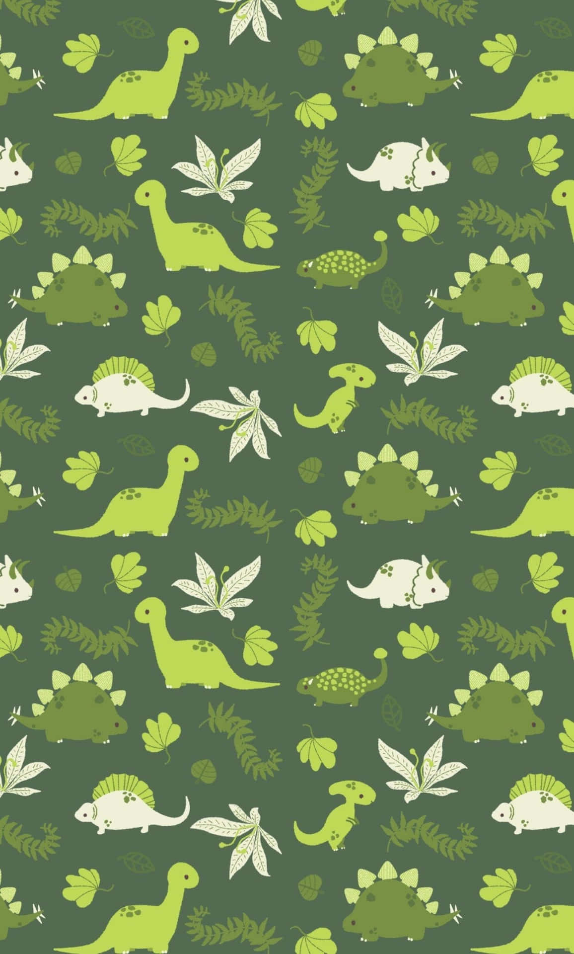Cute Green Kawaii Dinosaurs Wallpaper