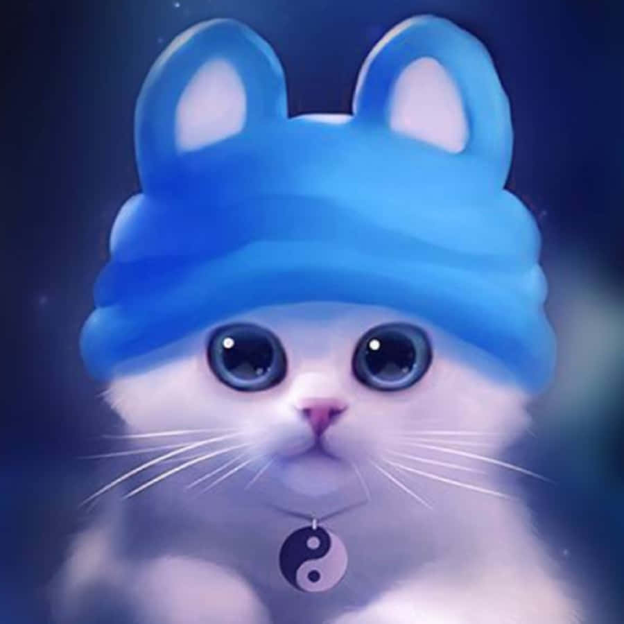 Cute Profile White Cat Animal Beanie Pictures