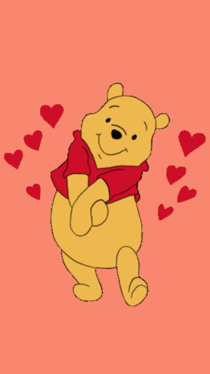Cute Winnie The Pooh Iphone Red Hearts Wallpaper