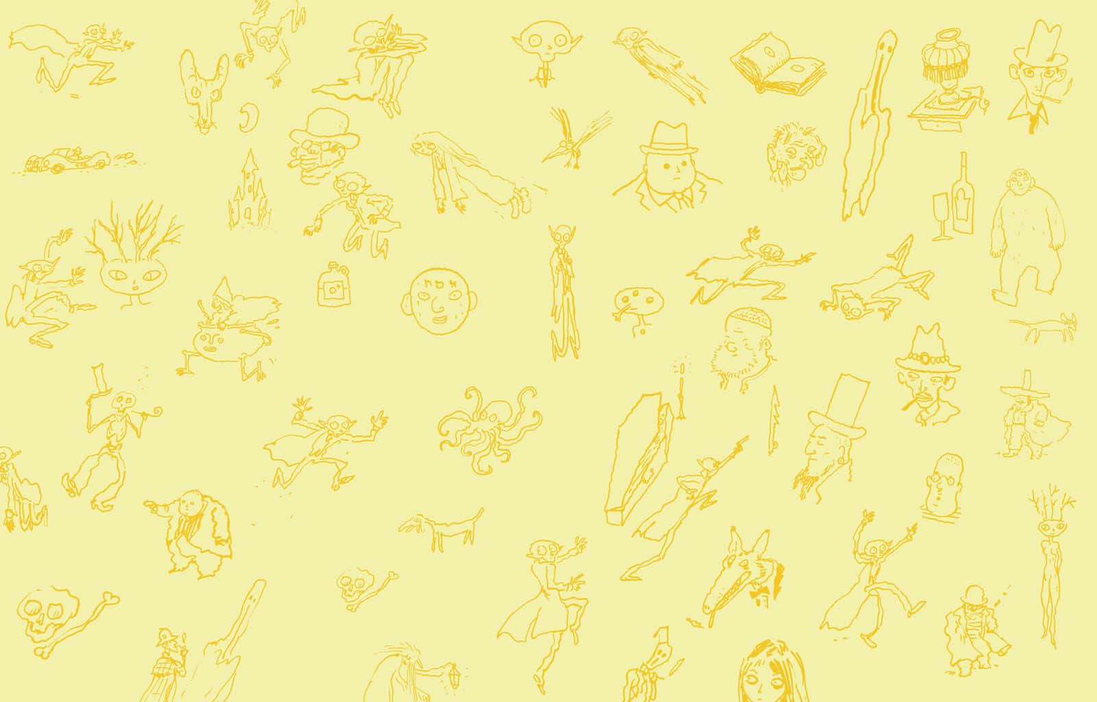 A Yellow Background With A Lot Of Different Things On It Wallpaper