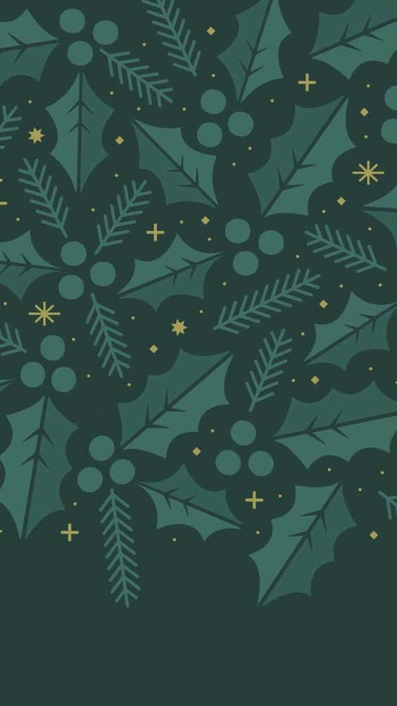 Dark Green Seamless Christmas Deco Wallpaper