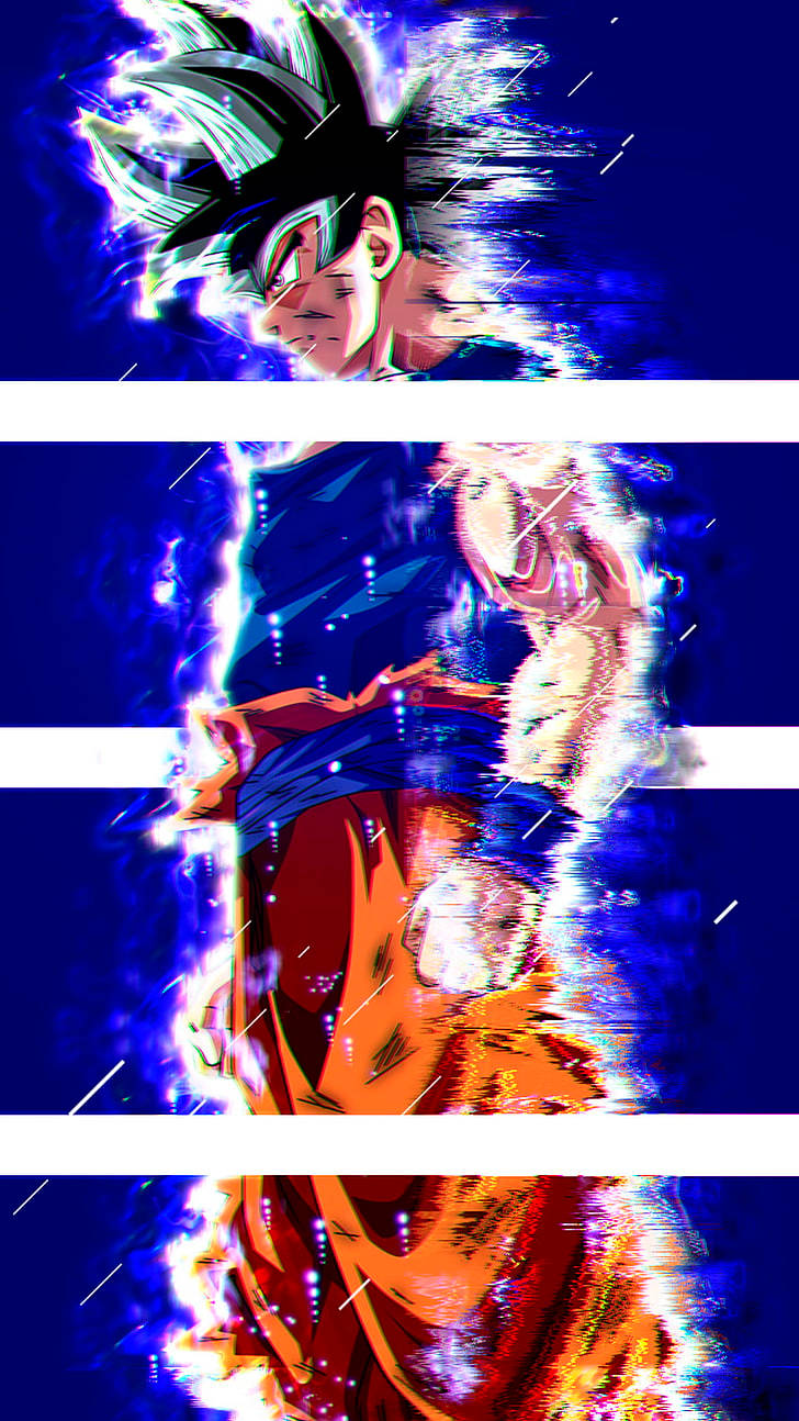 Son Goku in His Glitchy Glory Wallpaper