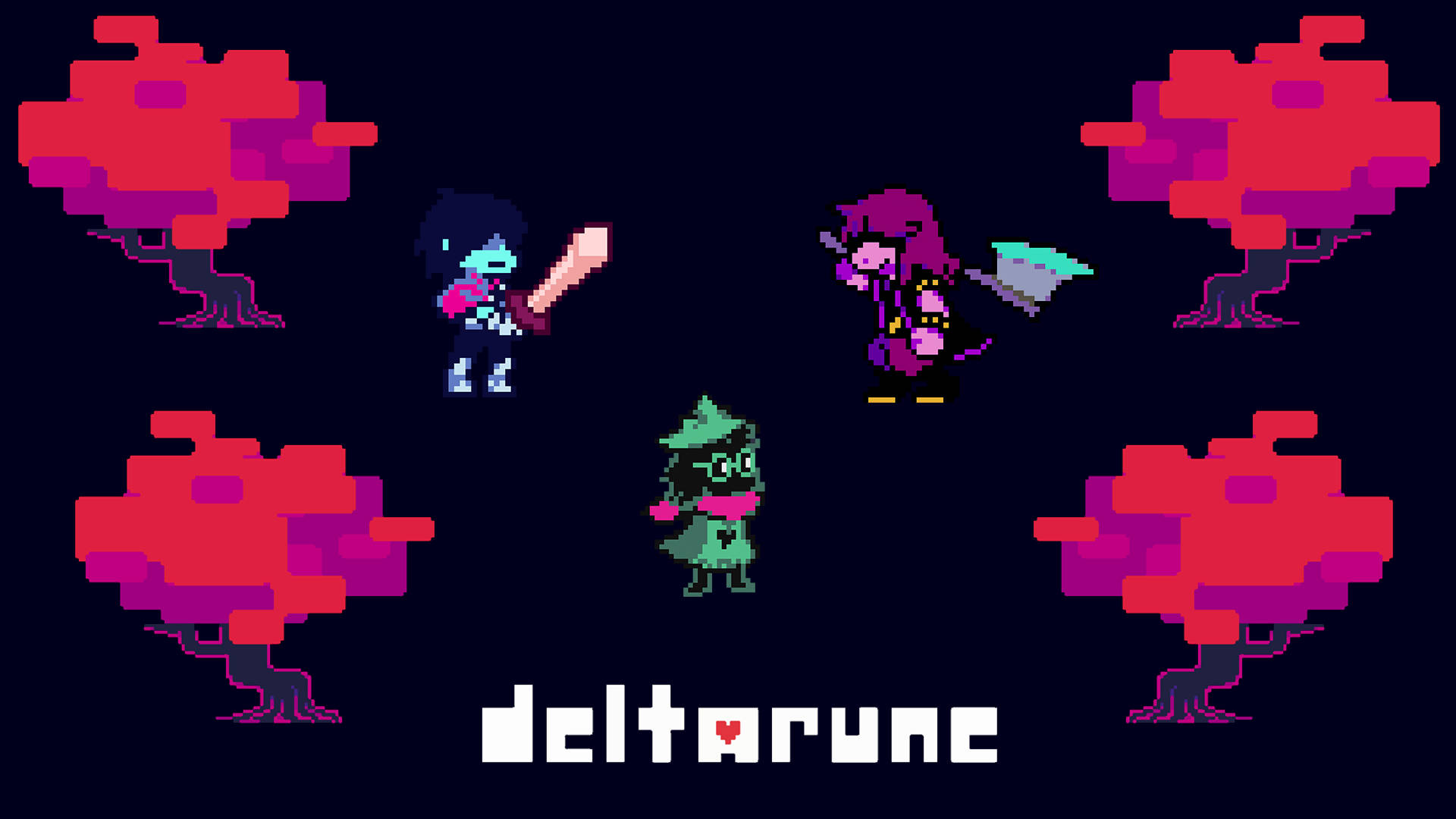 "Explore the world of Deltarune with Lancer, Kris, and Ralsei" Wallpaper