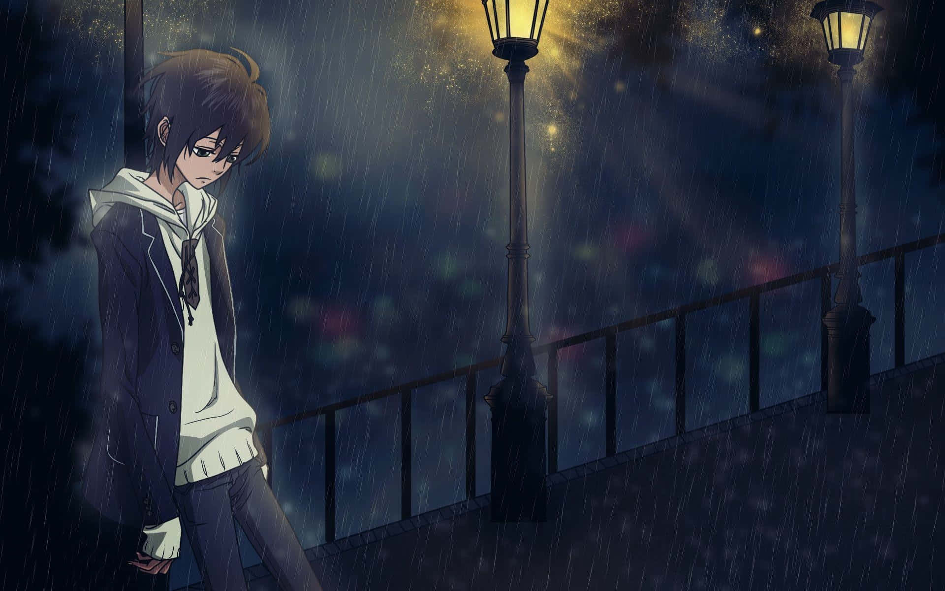 A lonely Depressed Anime Boy Wallpaper