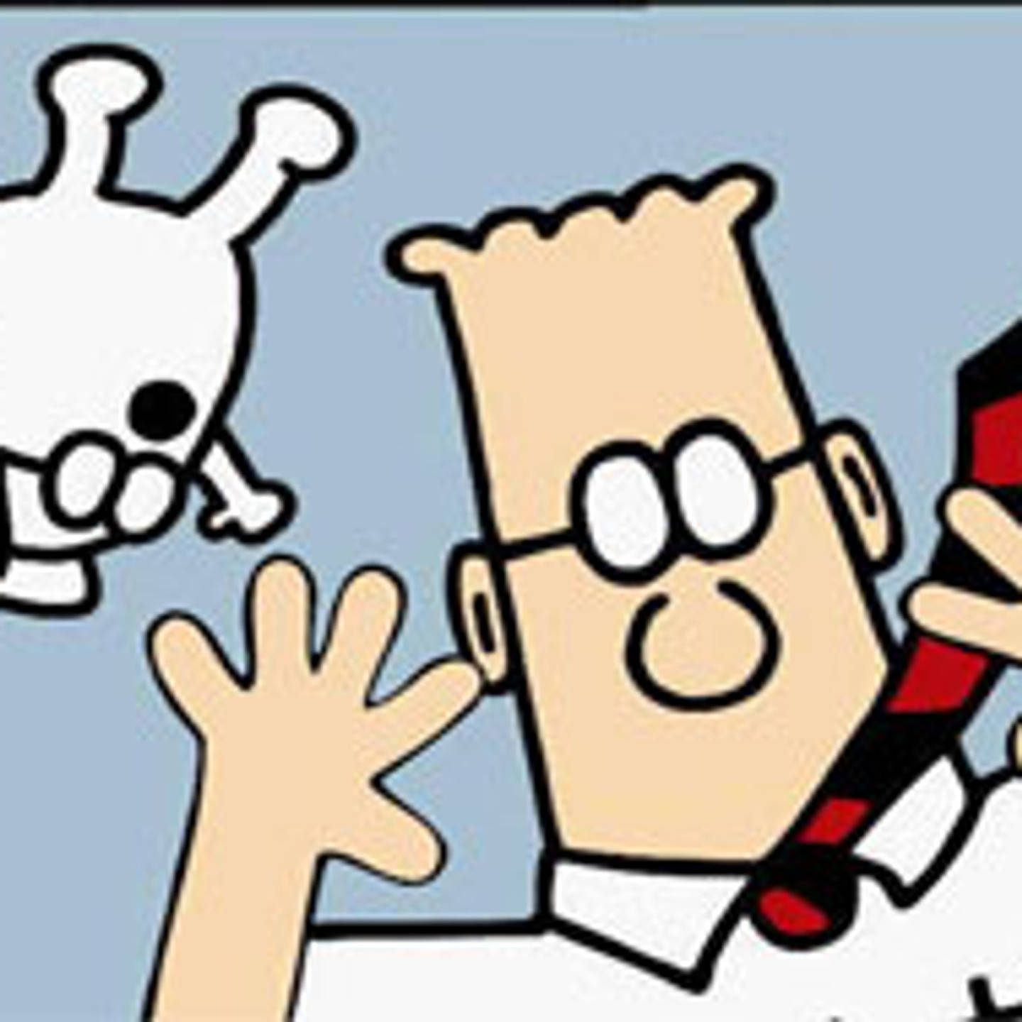 Dilbert and Dogbert Waving for a Cheerful Day Wallpaper
