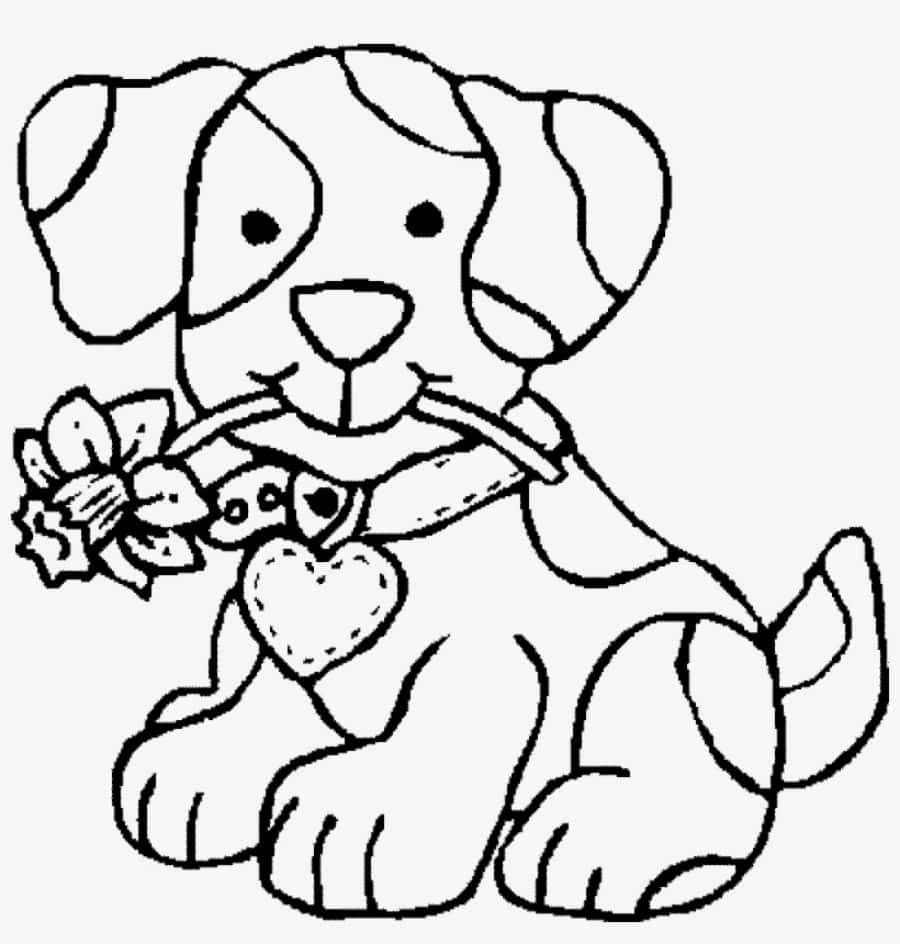 Dog Flower Coloring Activity Picture