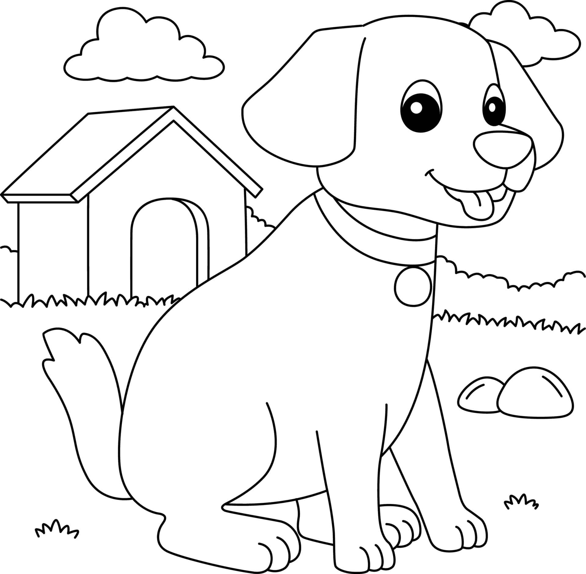 Cute Dog House Coloring Page Picture