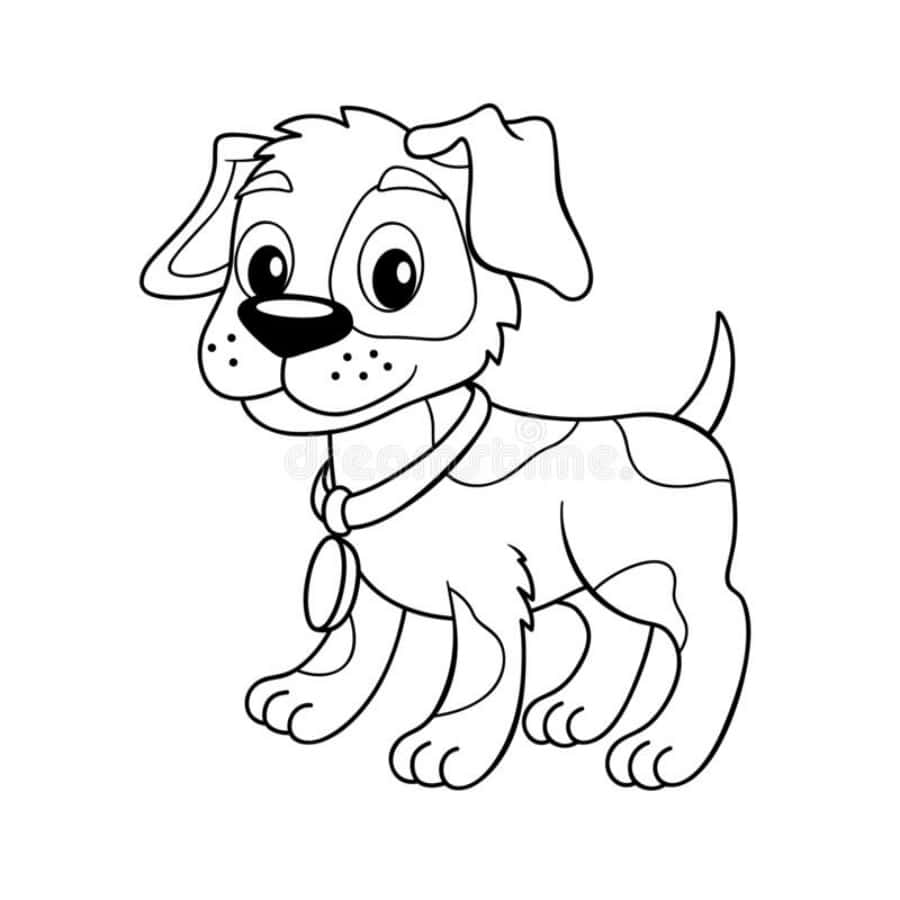 Cute Dog Collar Coloring Activity Picture
