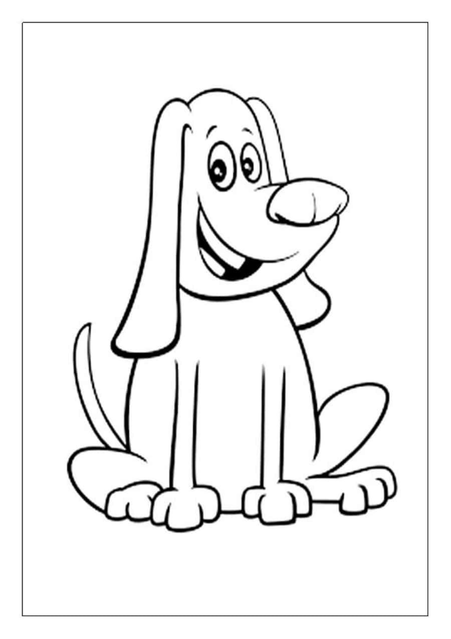 Funny Cartoon Dog Smiling Coloring Page Picture