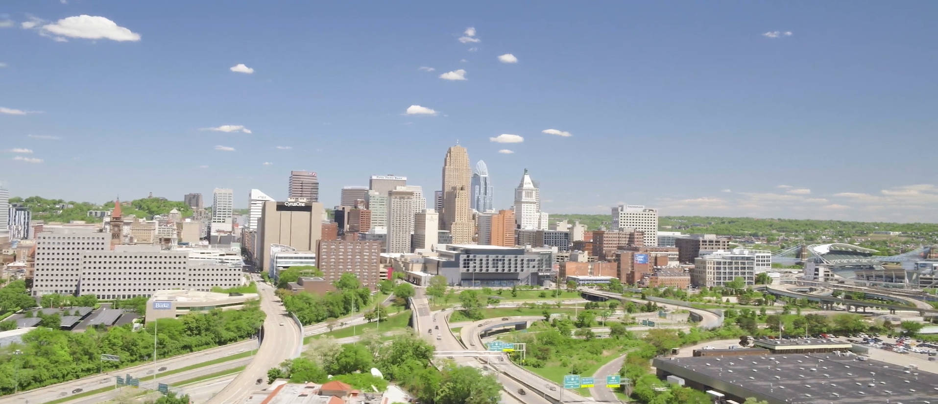 Downtown Cincinnati Ohio Aerial View Wallpaper