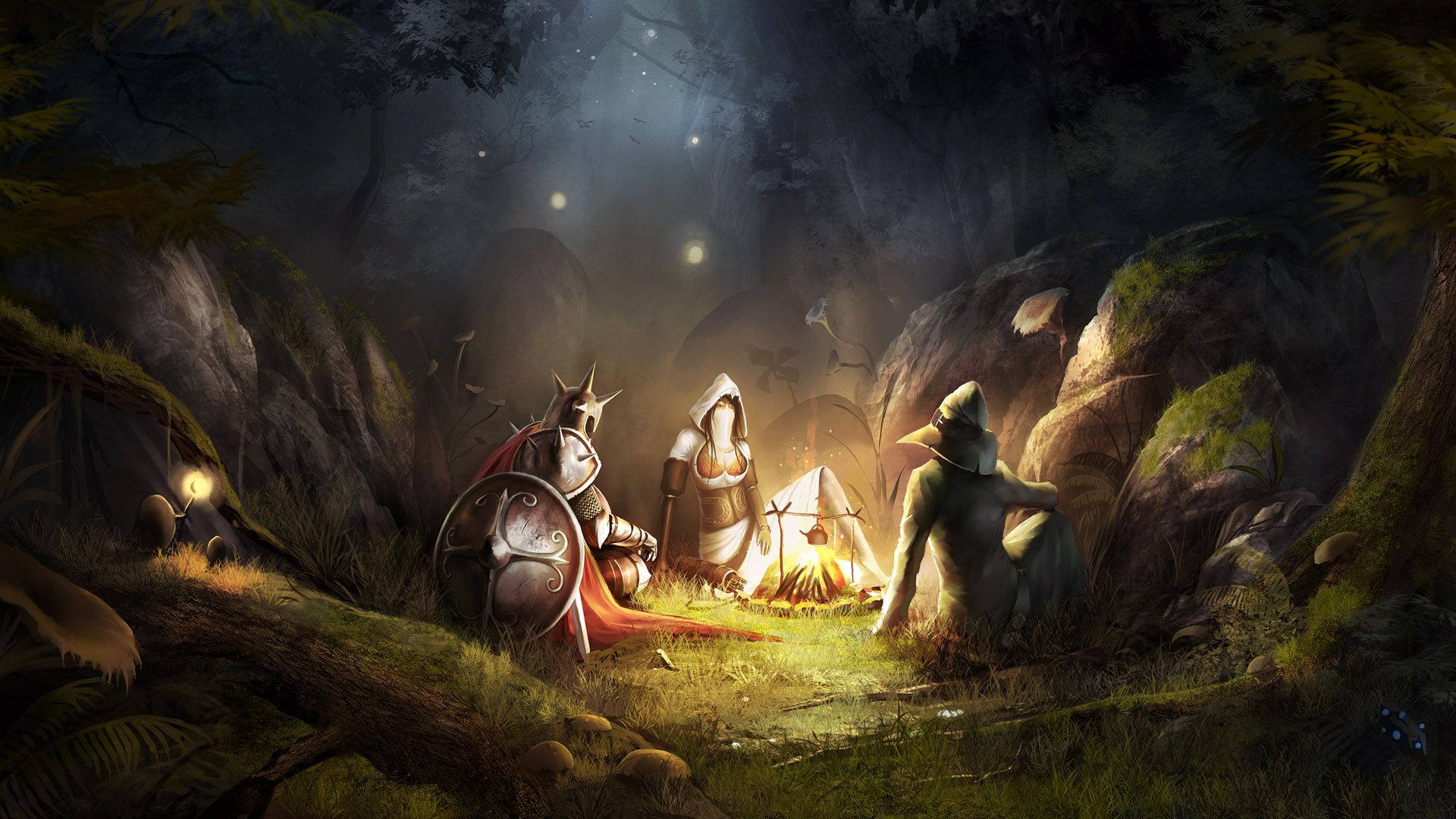 The Heroes of Dungeons and Dragons Prepare to Rest After a Long Day of Adventure Wallpaper