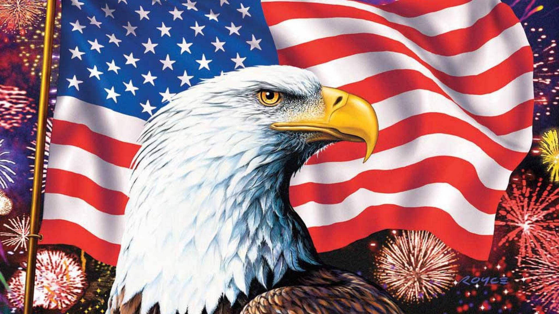 Eagle And The American Flag Wallpaper
