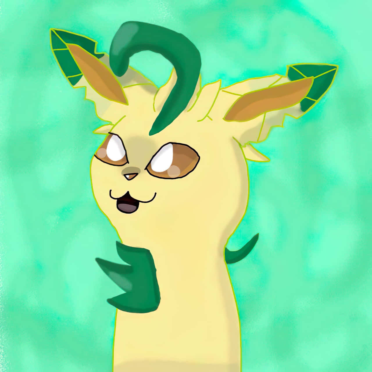 A Yellow And Green Pokemon With Green Leaves