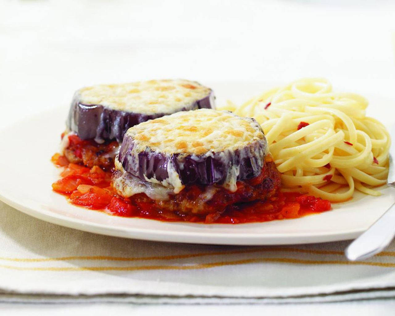 Delicious Eggplant Parmigiana with Cheese Sauce&Pasta Wallpaper