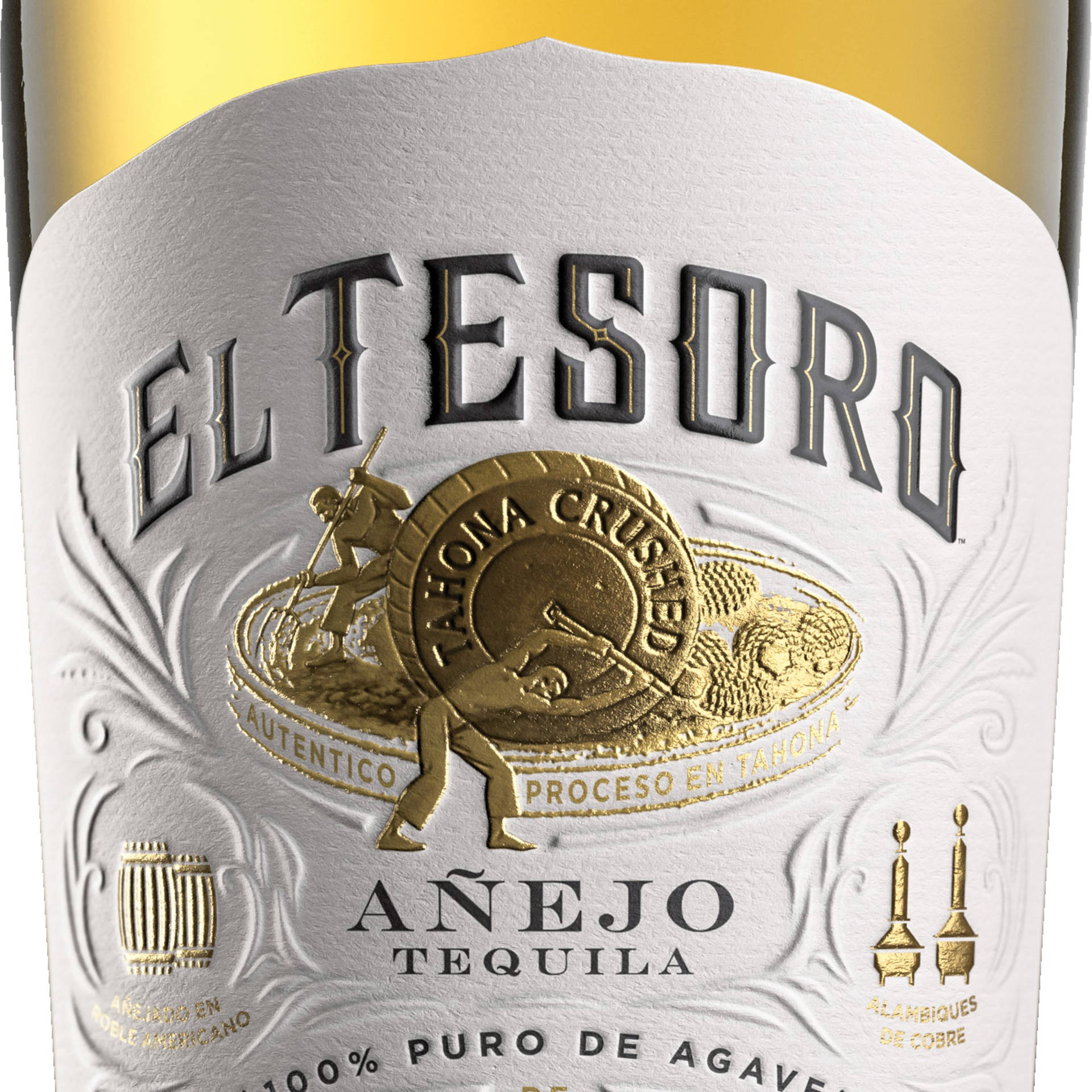 El Tesoro Añejo Tequila Close-up Label Wallpaper