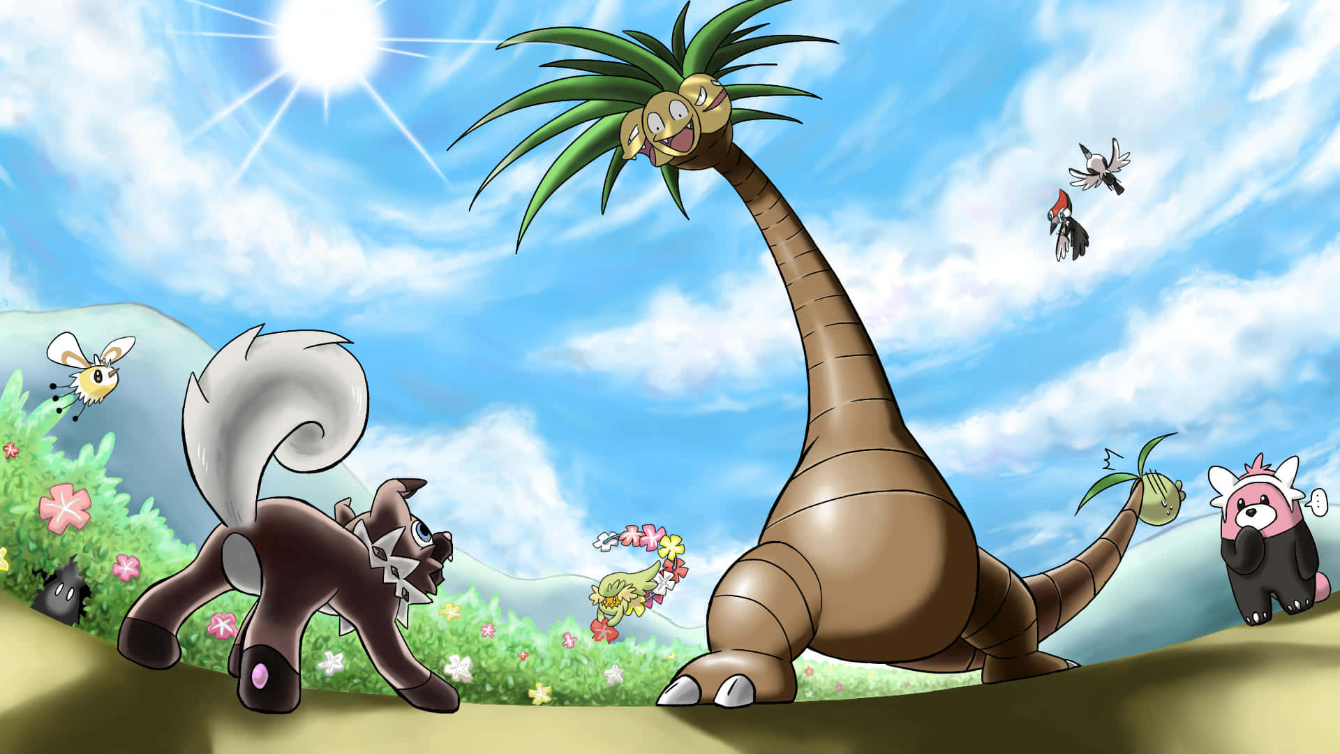 Exeggutor With Other Characters Wallpaper