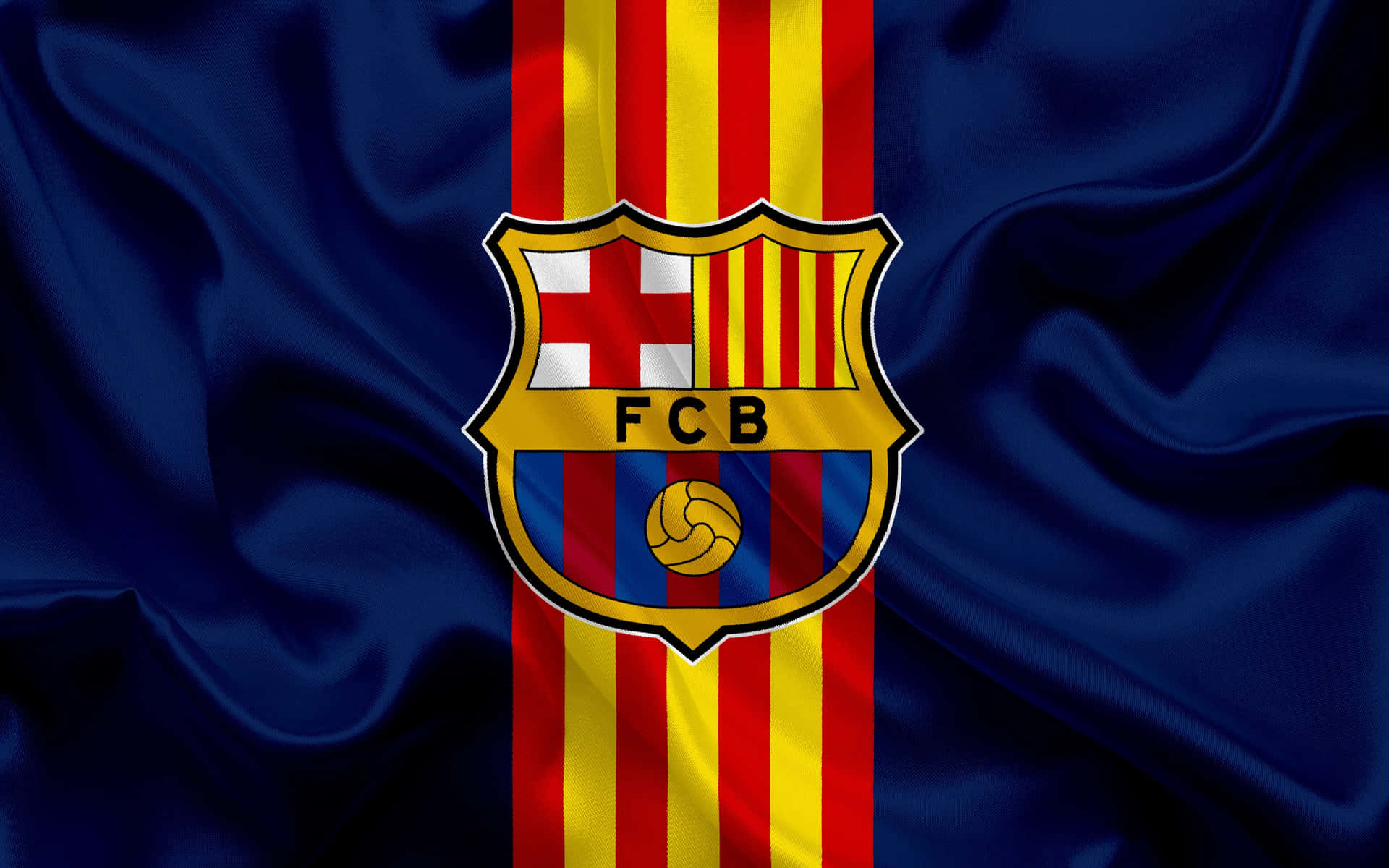 Fc Barcelona Logo Inlaid In A Cloth Desktop Wallpaper