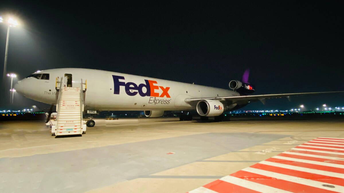 FedEx Aircraft in Landing Zone Wallpaper