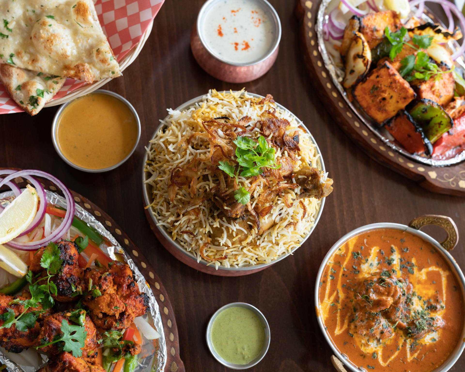 Festive Indian Cuisine for Lunch Wallpaper