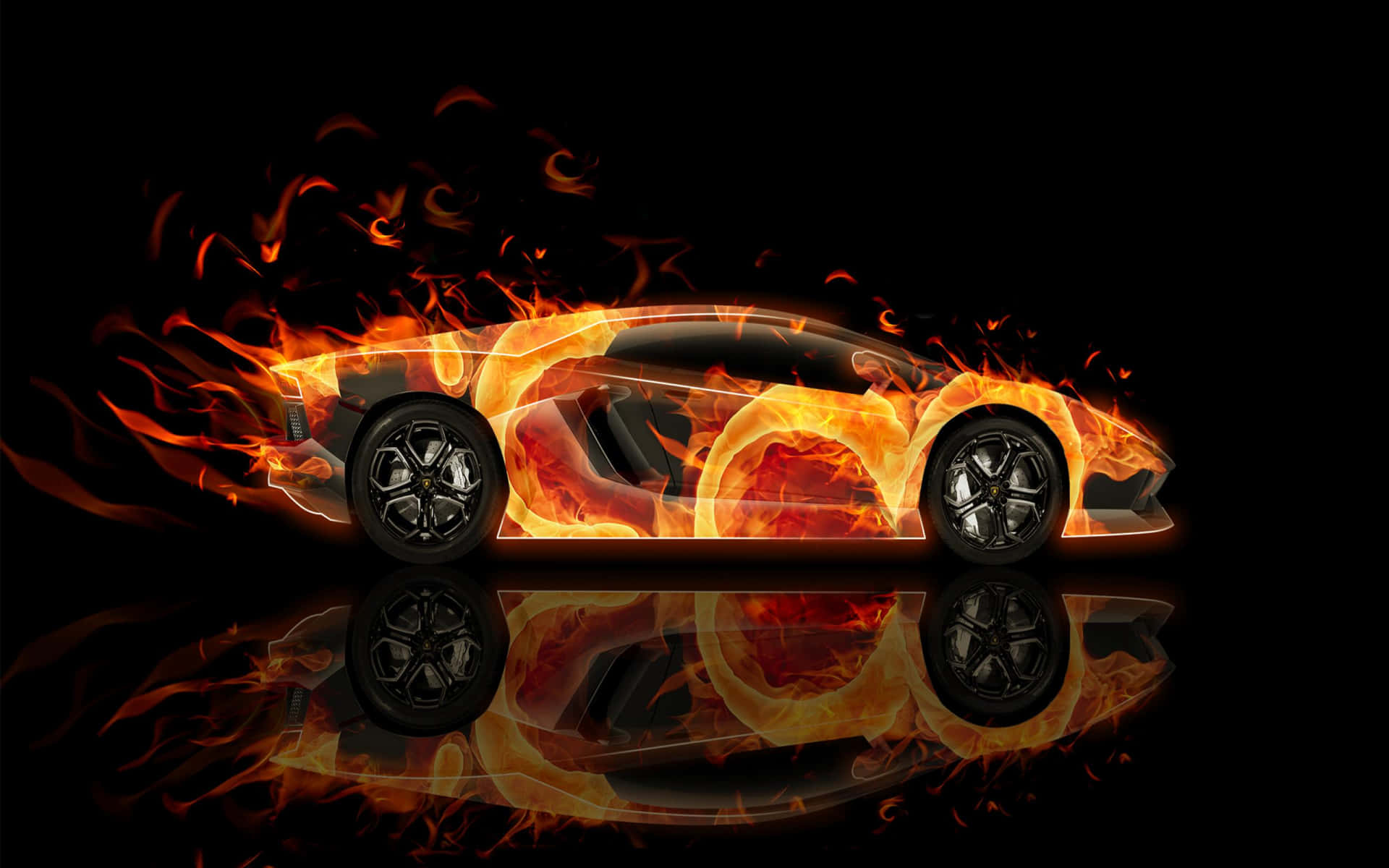 Fire Car 3d Art Wallpaper