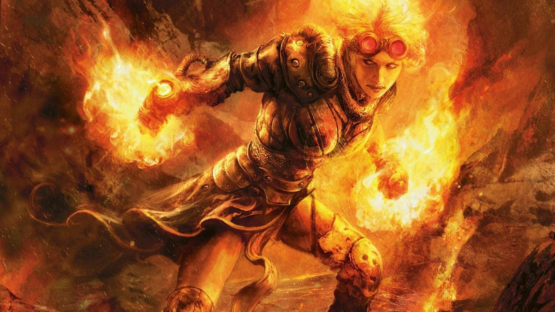 Fire Girl With Fiery Hands Wallpaper