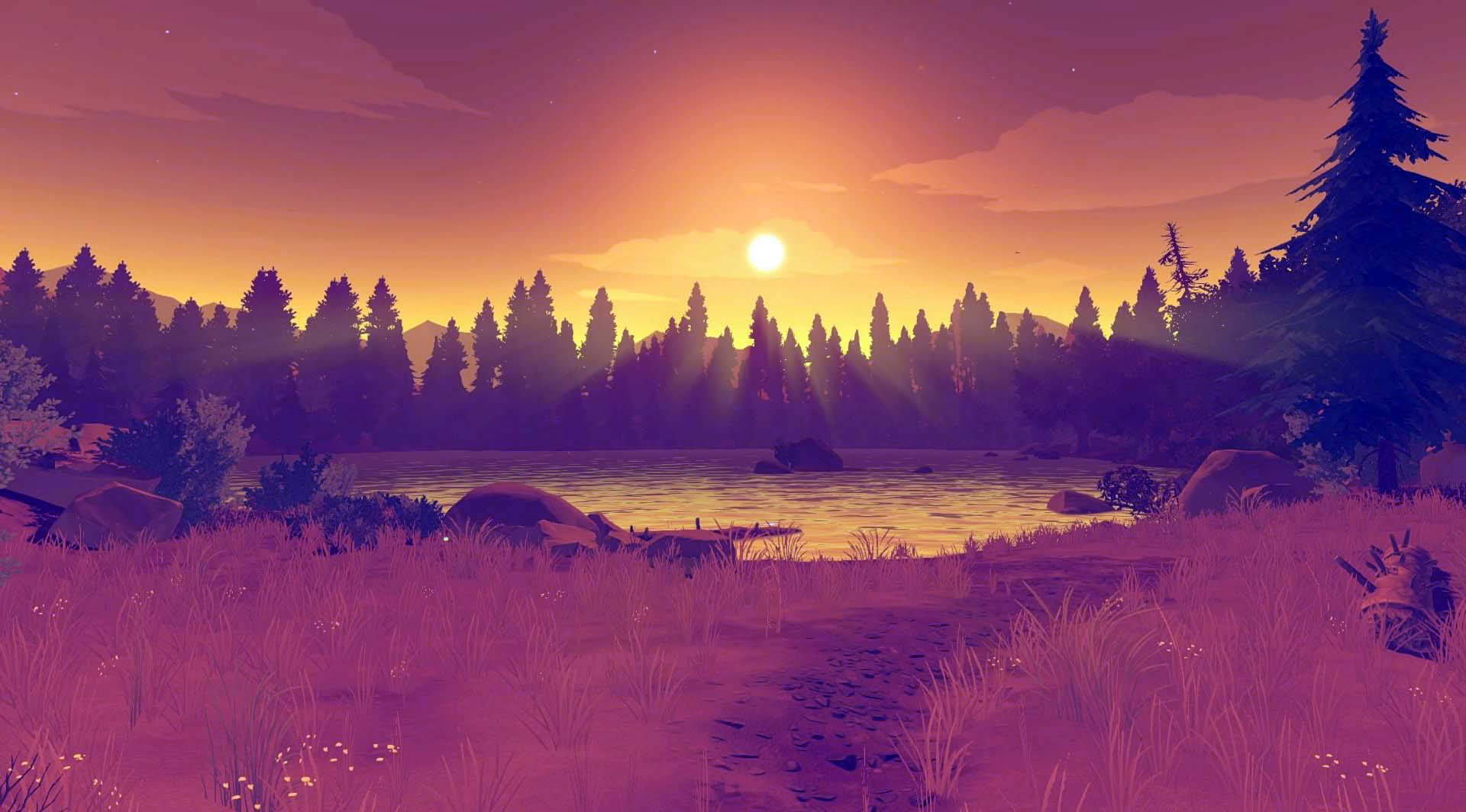 A peaceful moment at Jonesy Lake in Firewatch Wallpaper