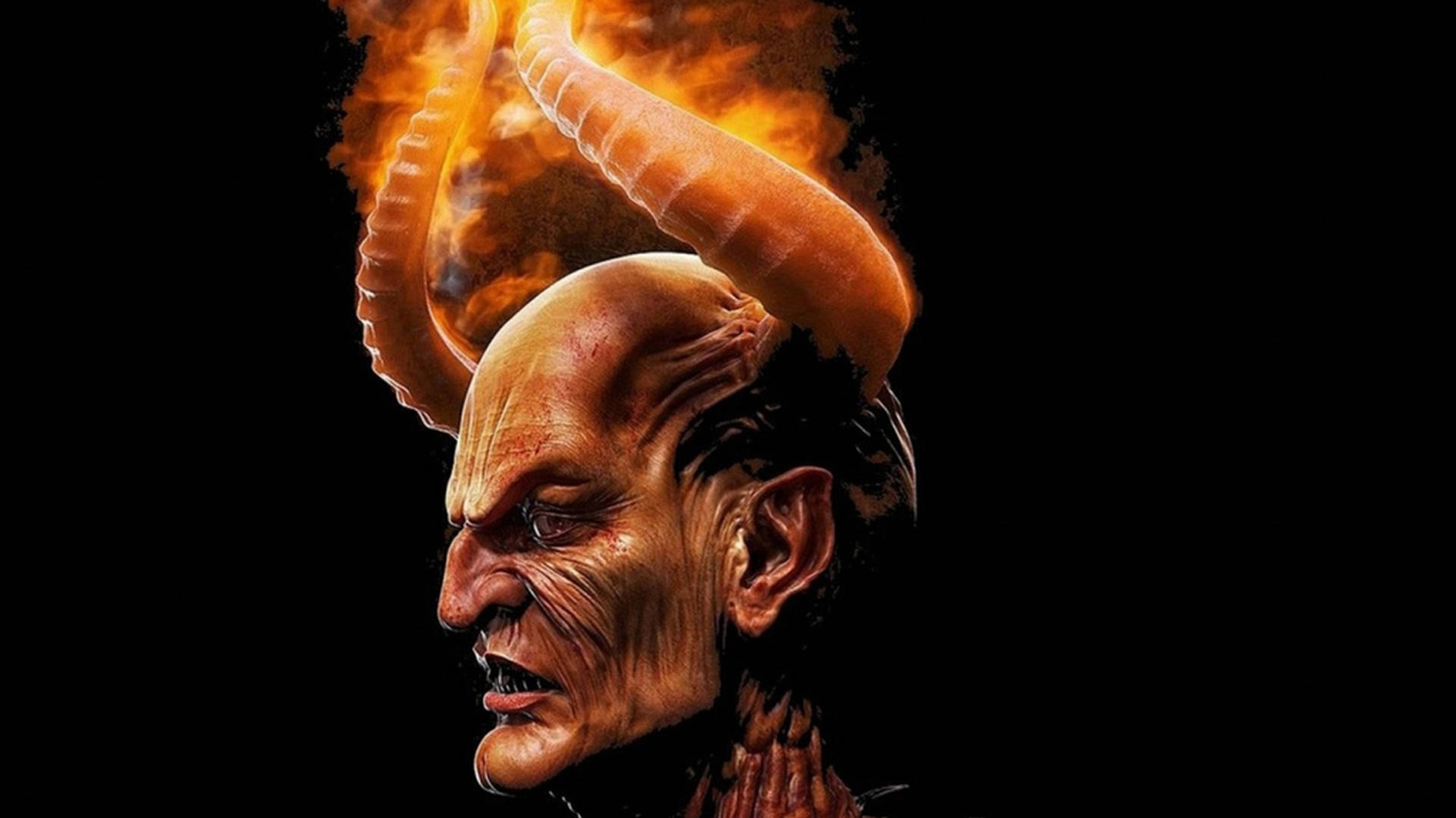 Flaming Devil Horns Wallpaper