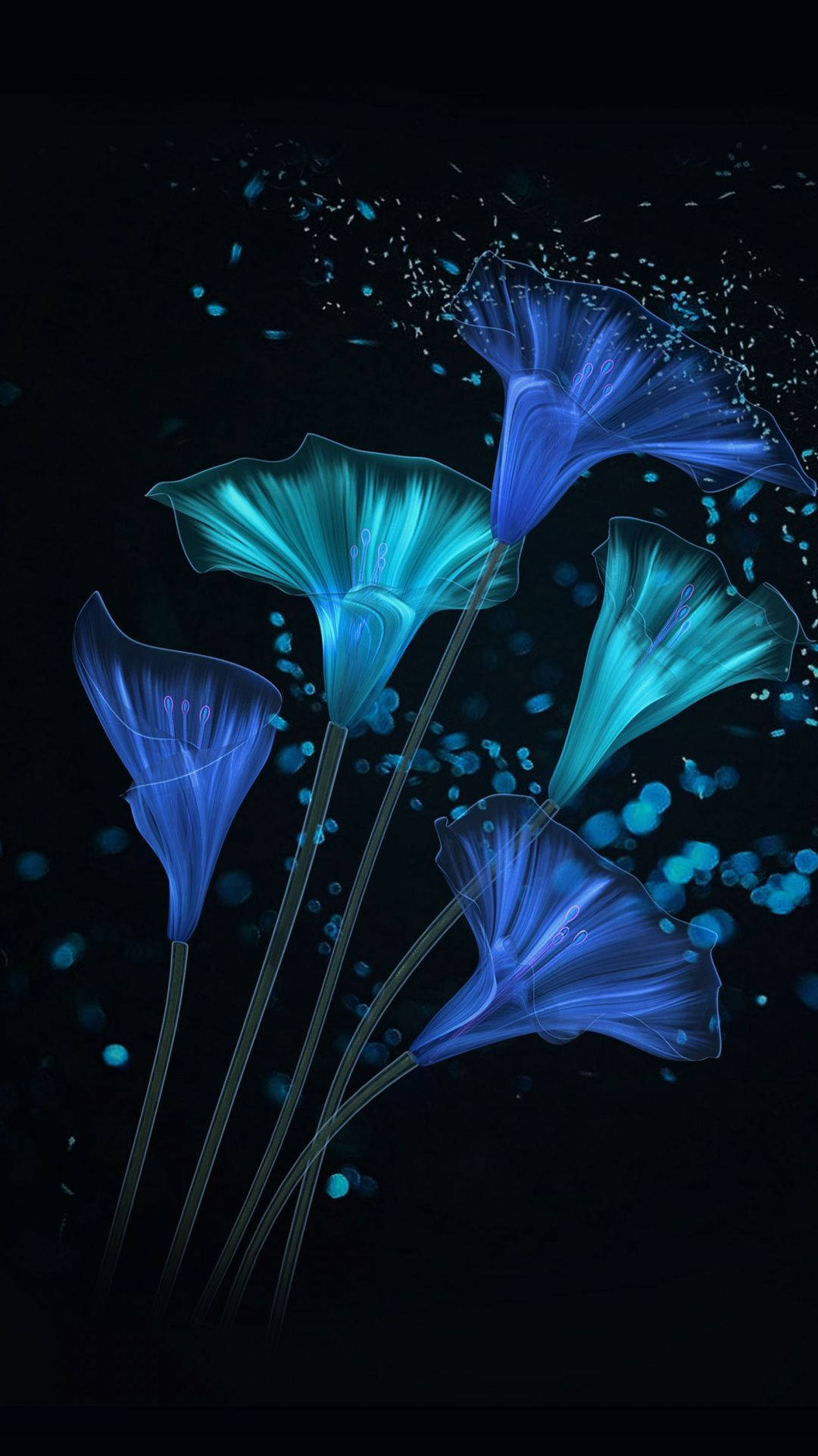 Beauteous Dark Teal Blossom for iPhone Wallpaper