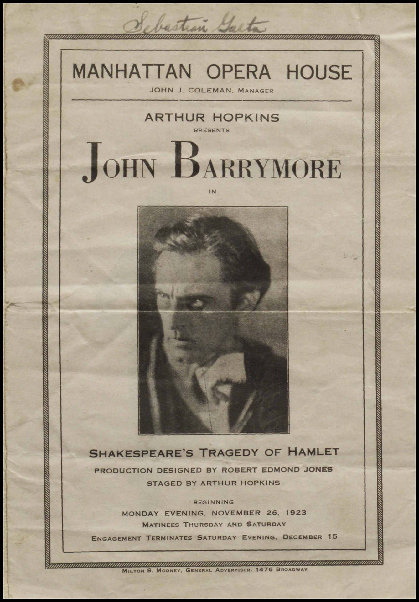 Flyer For A John Barrymore Shakespeare Play Wallpaper