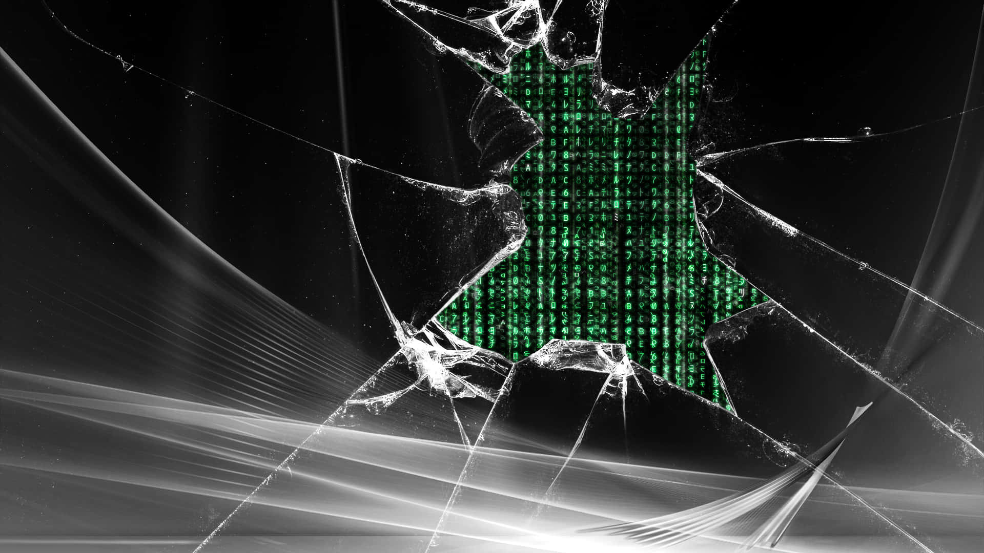 Binary Code Fracture Glass Picture
