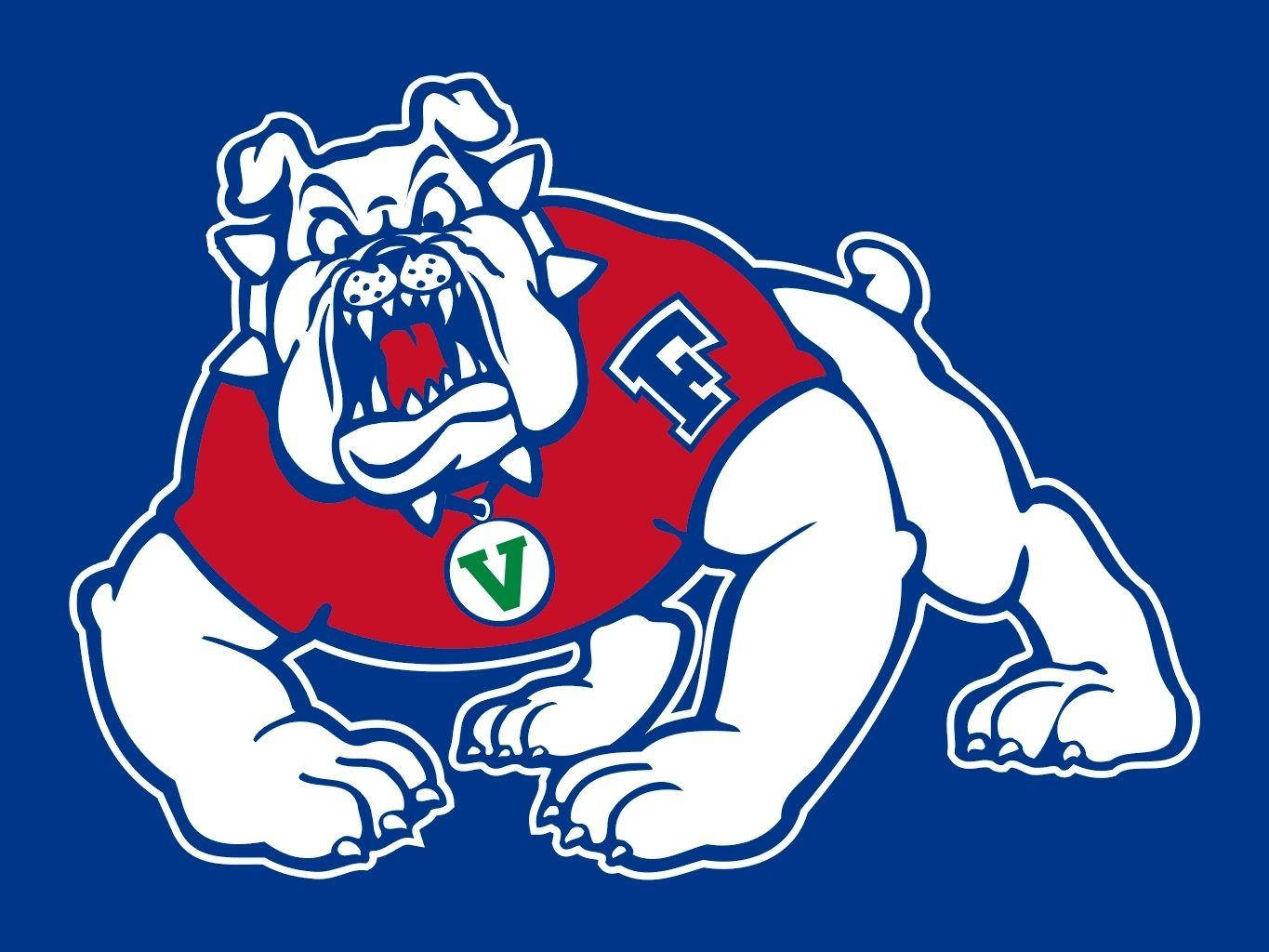 Fresno State Bulldogs Logo on Blue Background Wallpaper