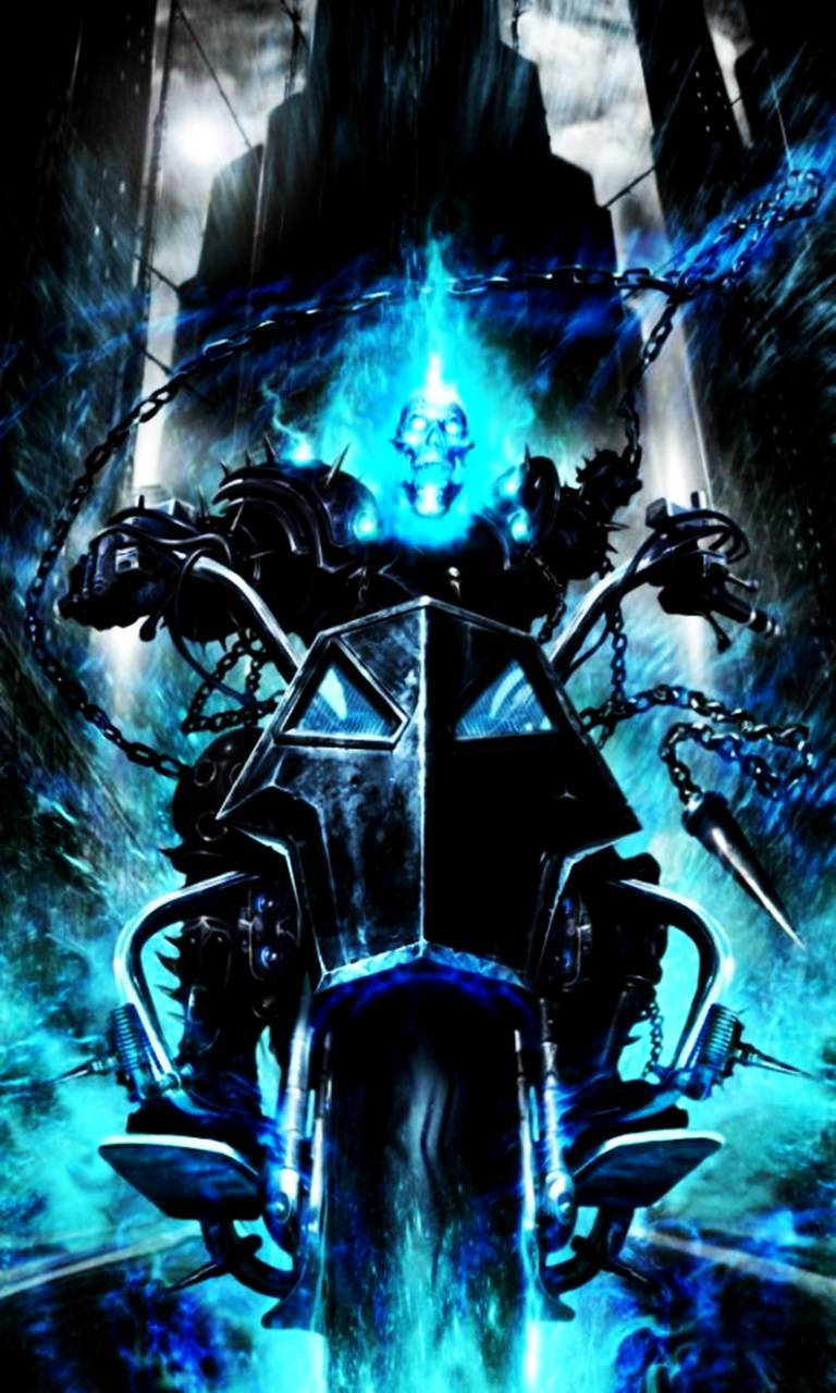 Furious Blue Ghost Rider Wallpaper