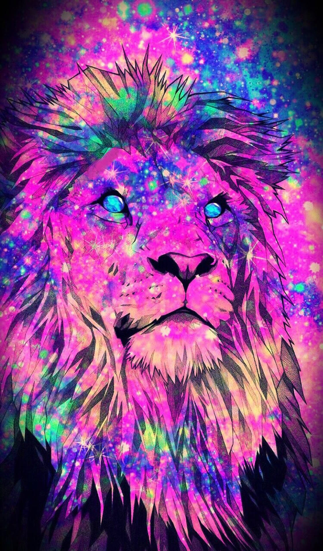 "Majestic Lion in the Cosmic Wilderness" Wallpaper