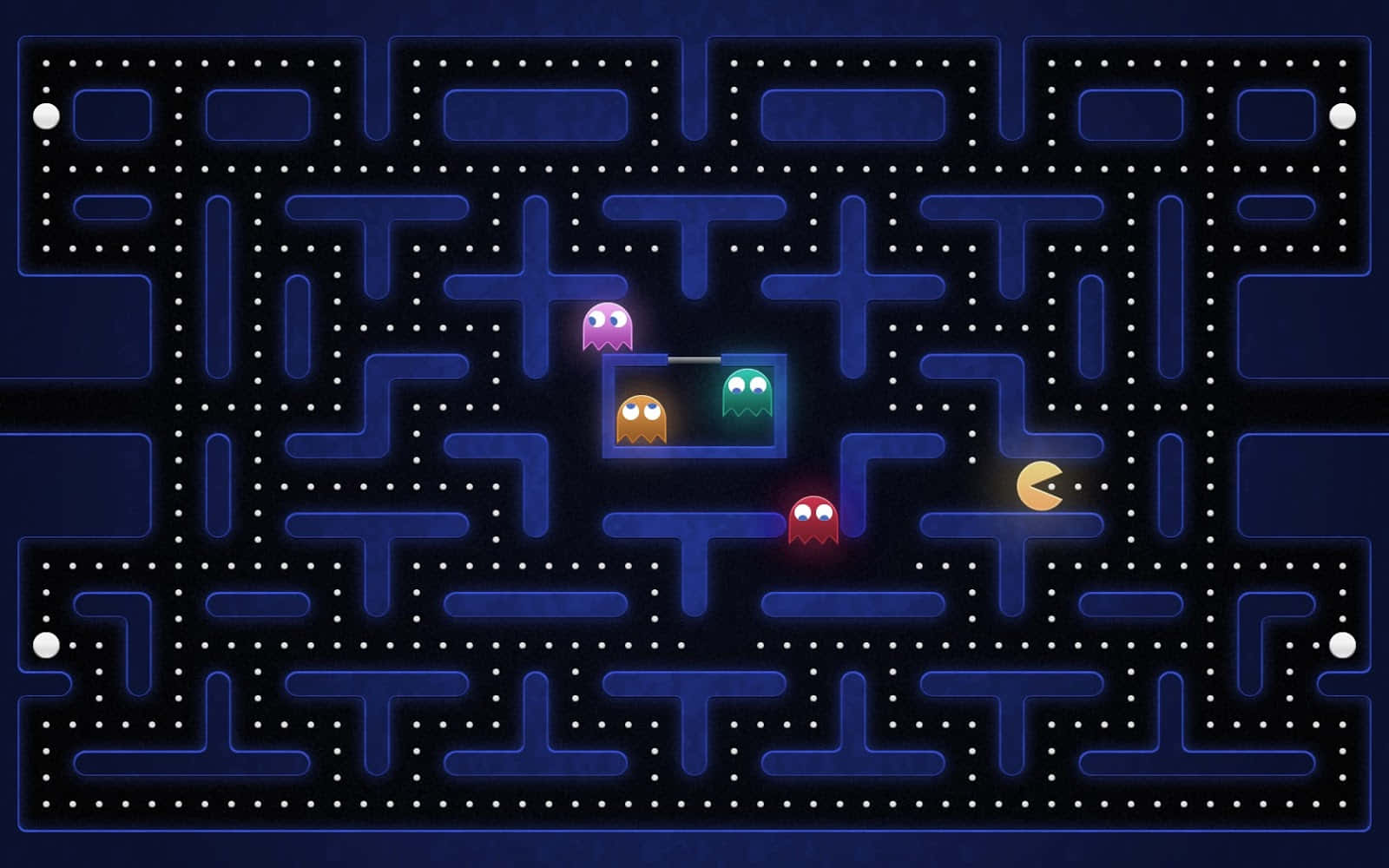 Pac-man Game With A Blue Background